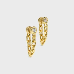 Asterales Linked CZ Front Back Earrings