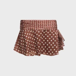 Crinkled Dot Chiffon Slit Mini Skirt