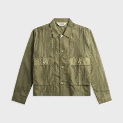 Cropped Nylon Button Up Shirt