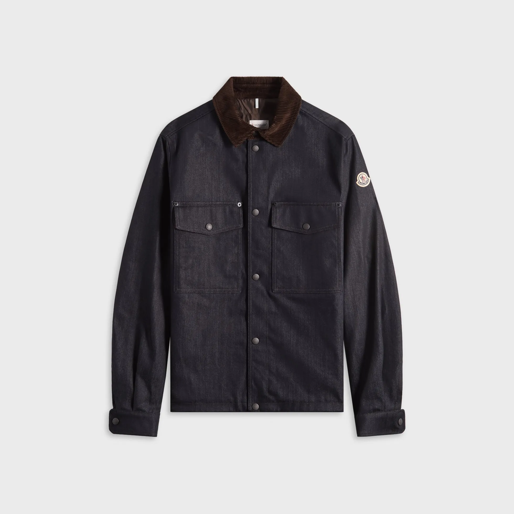 Denim Corduroy-Timmed Shirt Jacket