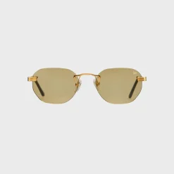 Detroit Player Rimless Drill Mount 24KT Gold Sunglasses