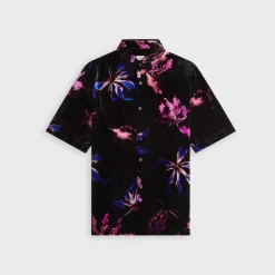 Dragon Flower Print Viscose Silk Velvet Shirt