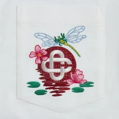 Embroidered Monogram Short Sleeve Cuban Collar Shirt