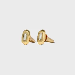 Faceted Gold Jeweled Stud Earring