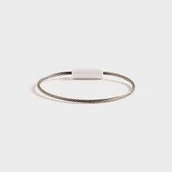 5g Brushed White Ceramic Cable Bracelet