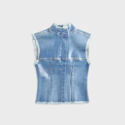 Glazed Denim Zip Top