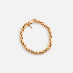 Gold Hammered Chain Bracelet (Large)