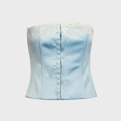 Jean Lace Trim Satin Corset Top
