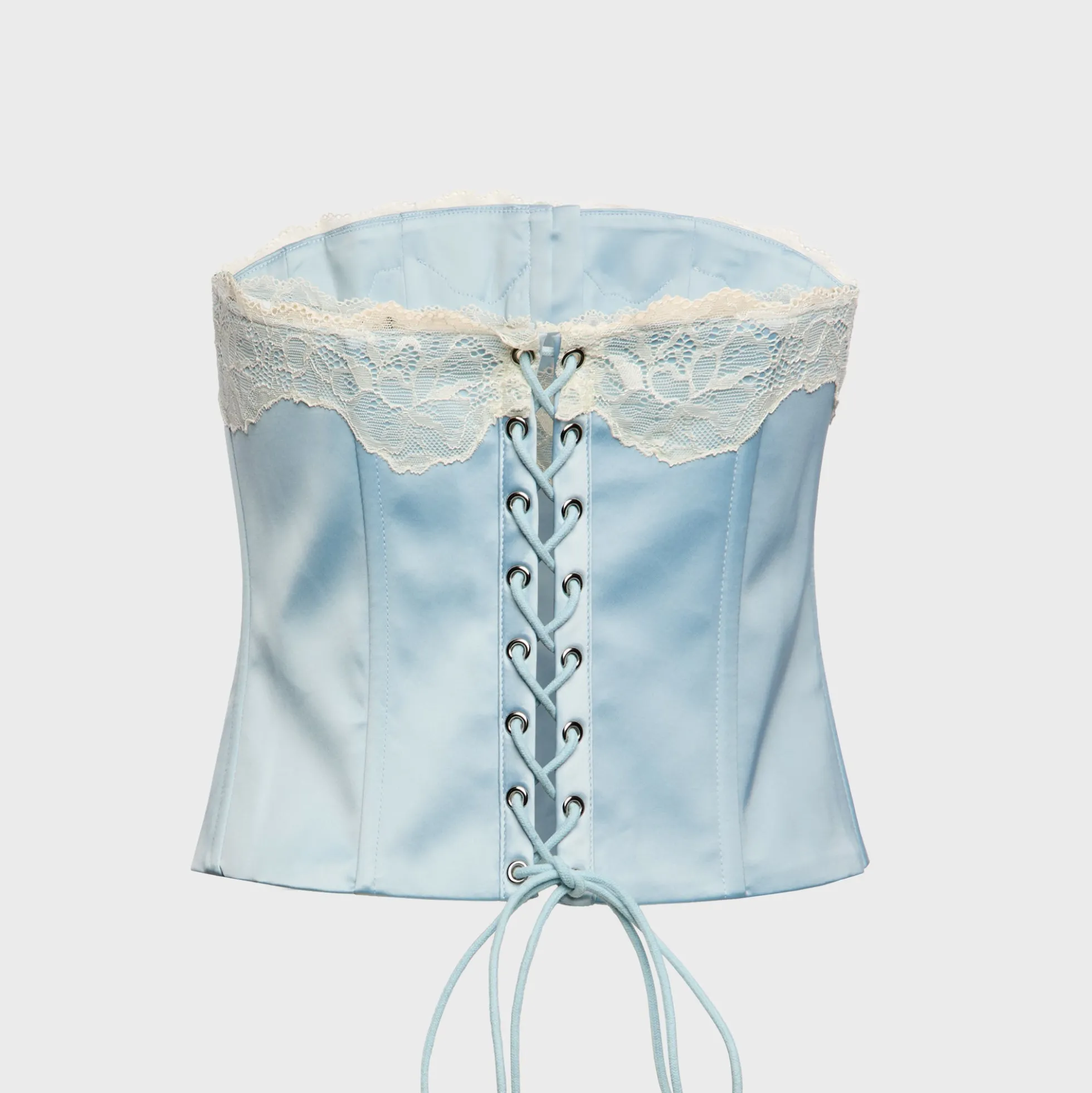 Jean Lace Trim Satin Corset Top