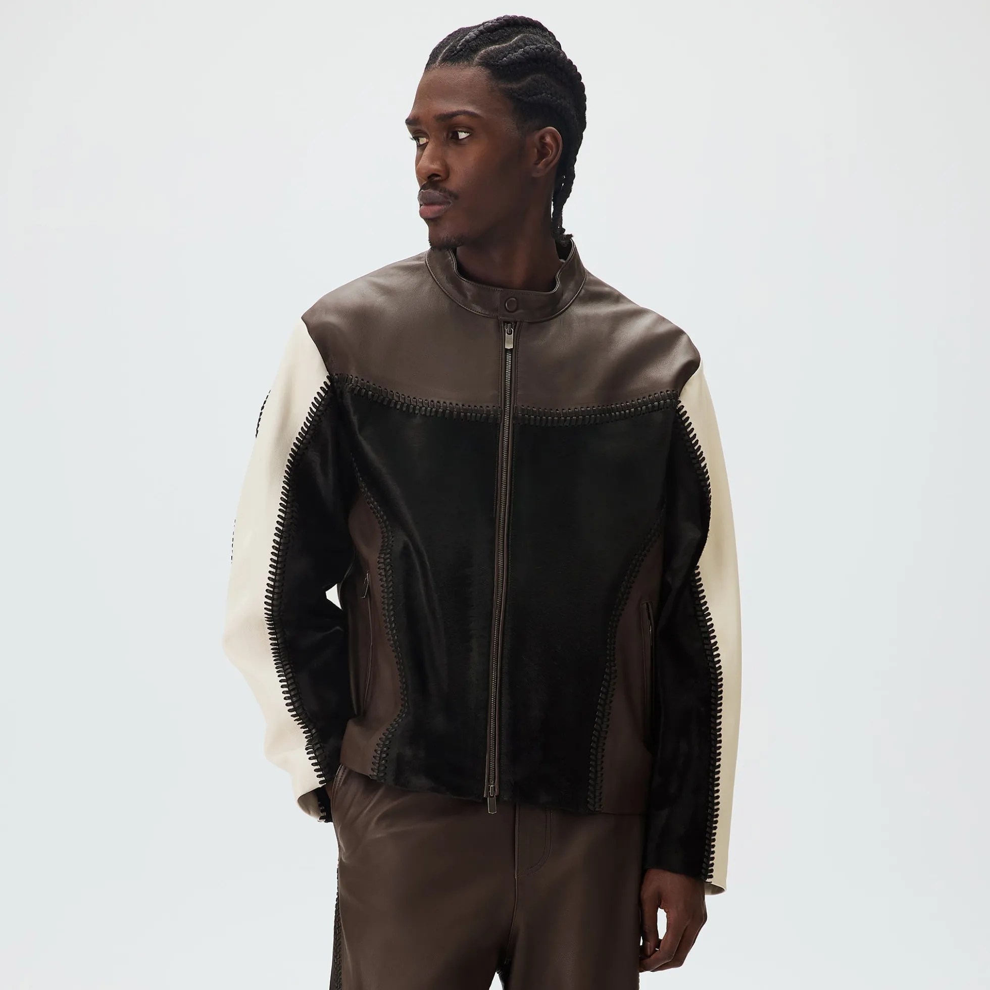 &Kin Combo Leather Avari Moto Jacket