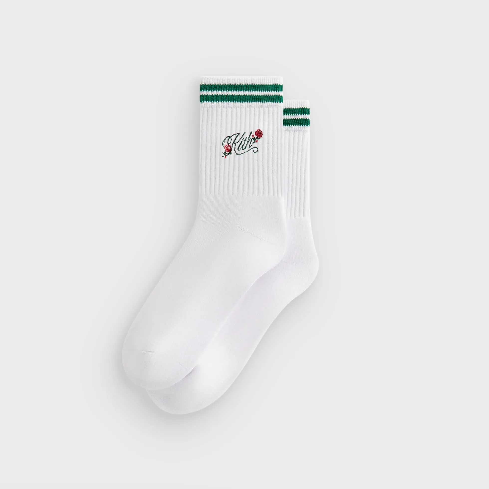 Kith Double Striped Floral Cotton Mid Crew Socks