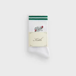 Kith Double Striped Floral Cotton Mid Crew Socks