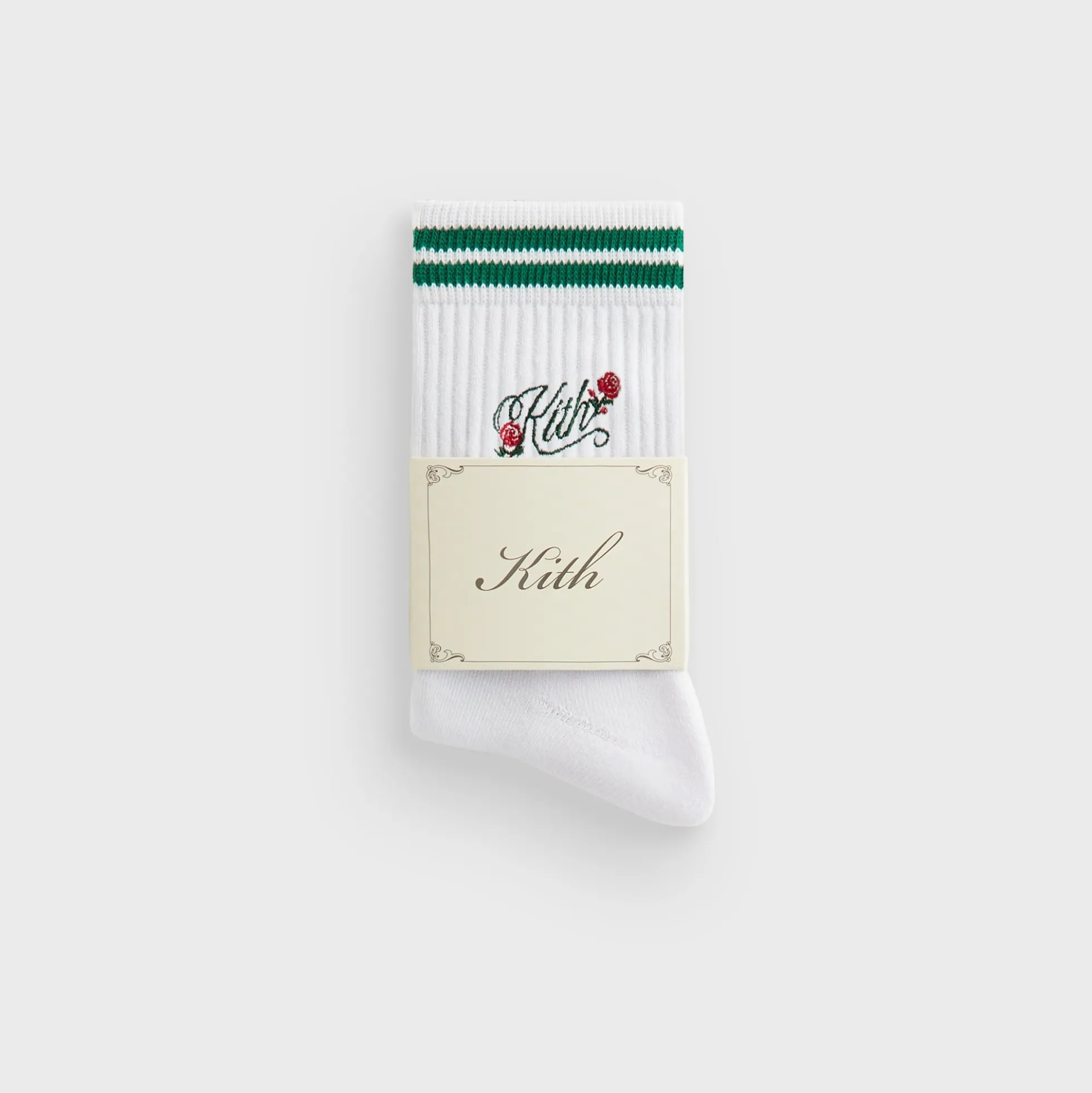 Kith Double Striped Floral Cotton Mid Crew Socks