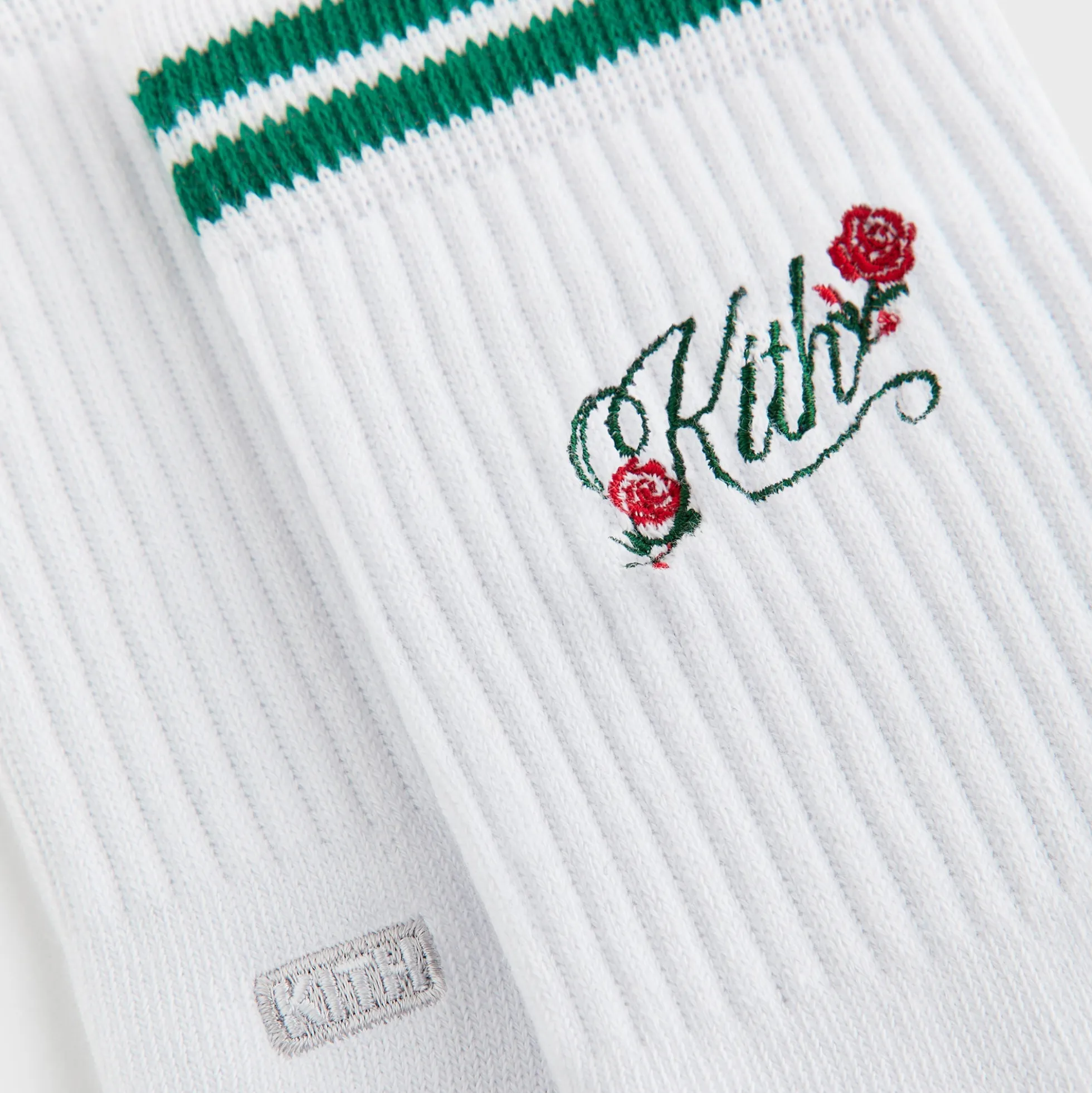 Kith Double Striped Floral Cotton Mid Crew Socks