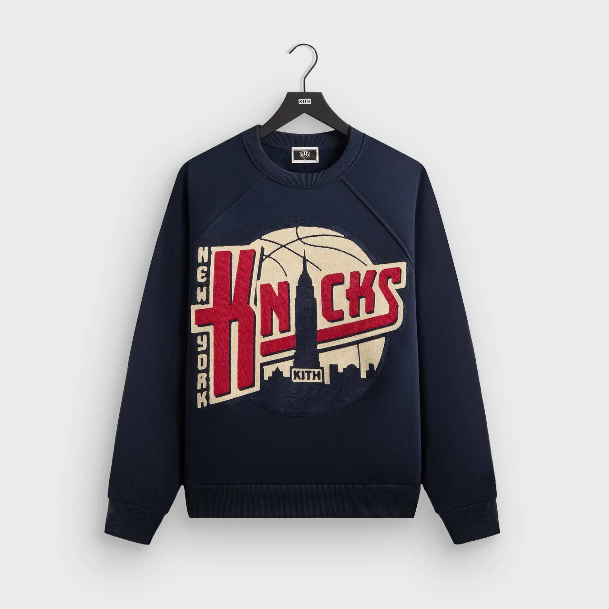 Kith for the New York Knicks Basketball Vintage Nelson Raglan Crewneck
