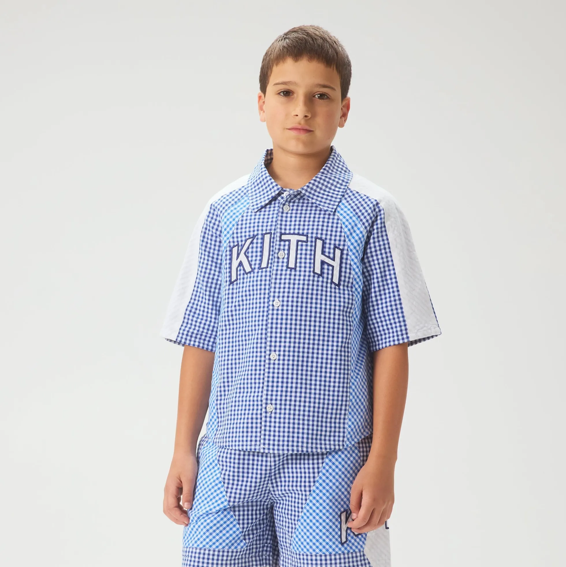 Kith Kids Color-Blocked Gingham Apollo Shirt