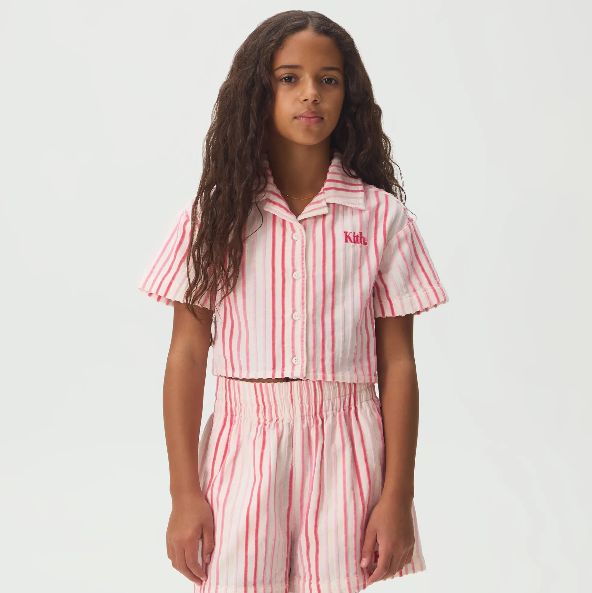 Kith Kids Jayda Chenille Stripe Cropped Shirt