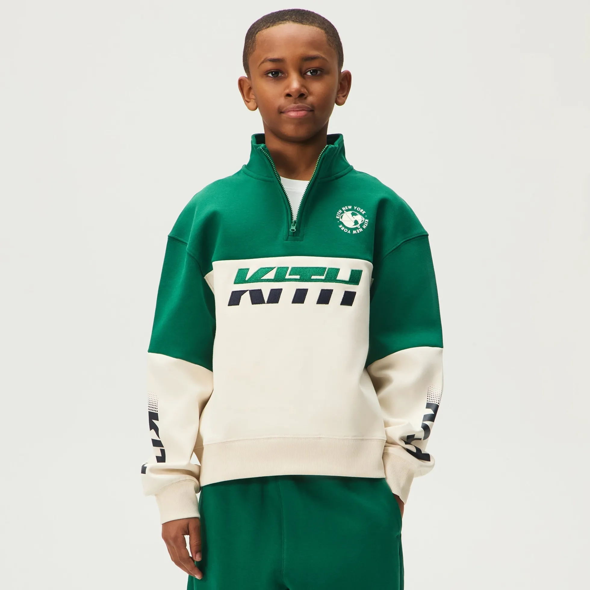 Kith Kids Logo Blocked Hunter Quarter Zip