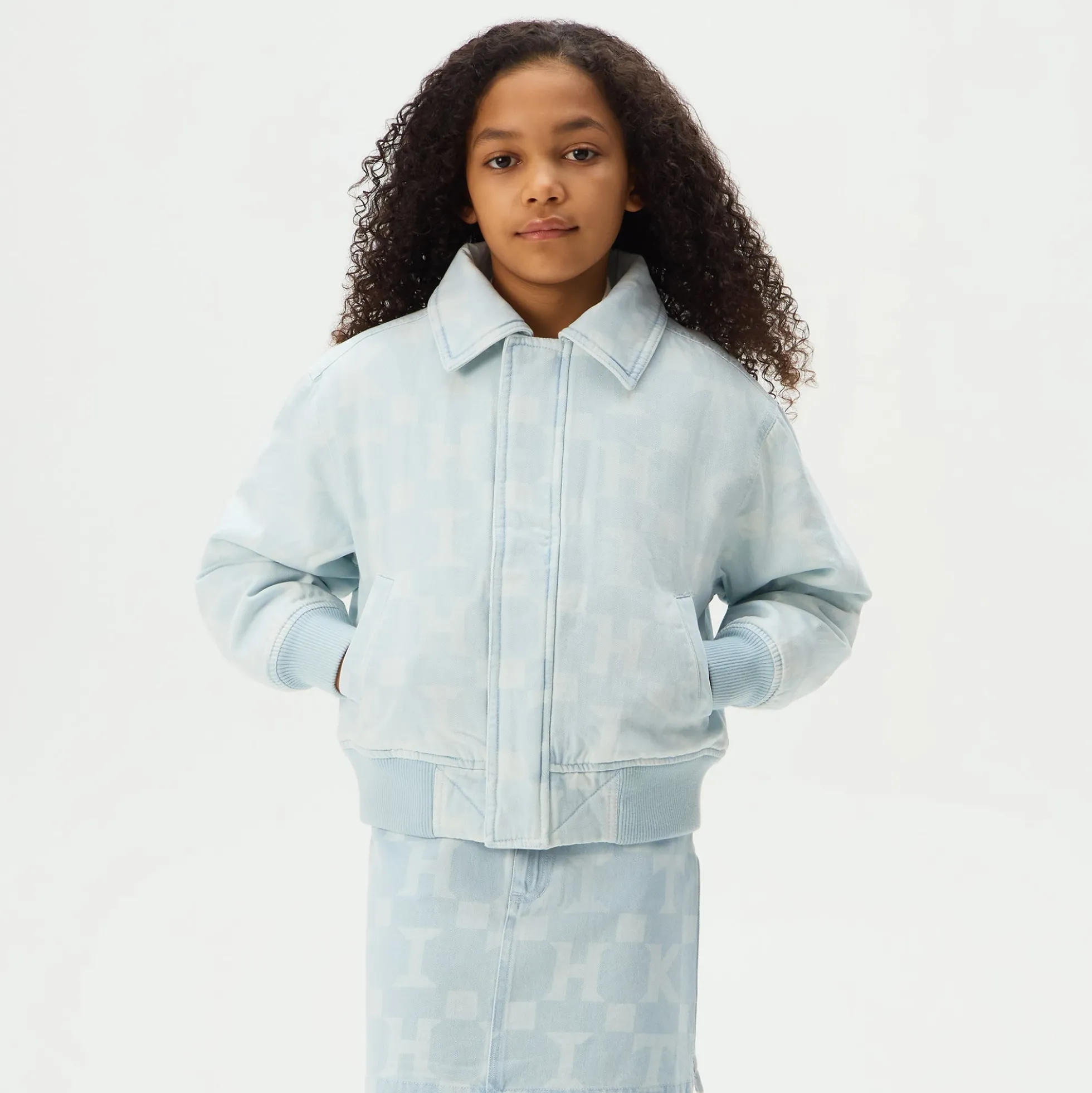 Kith Kids Monogram Denim Bomber Jacket