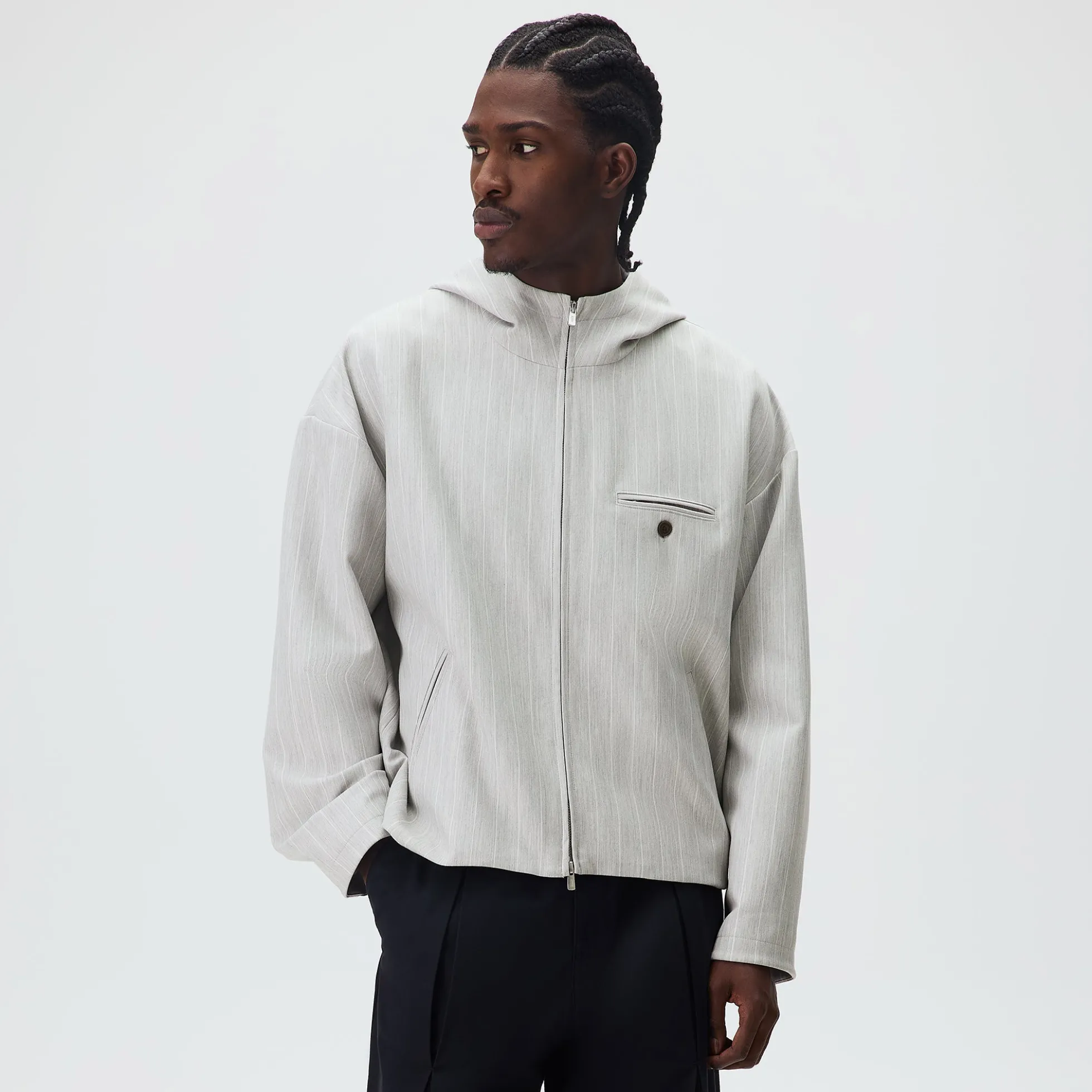 Kith Pinstripe Matteo Zip Up Hoodie