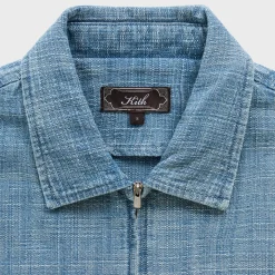 Kith Textured Indigo Paxton Zip Front Shirt