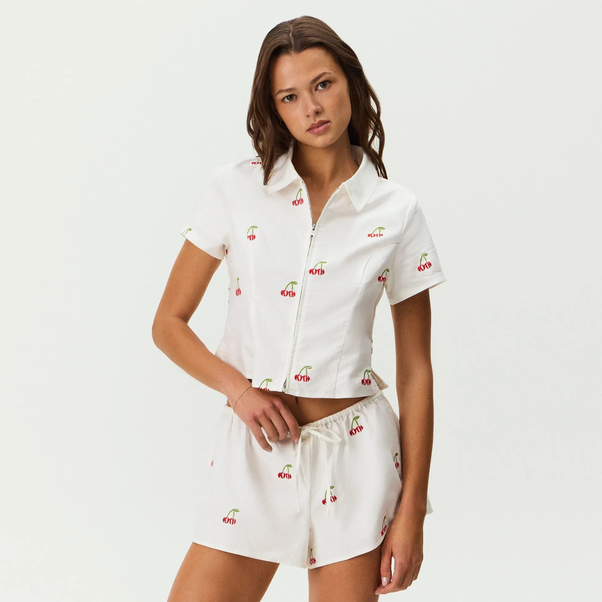 Kith Women Caela Cherry Oxford Zip Shirt