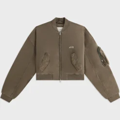 Kith Women Loren Sueded Cropped Bomber Jacket