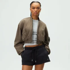Kith Women Loren Sueded Cropped Bomber Jacket