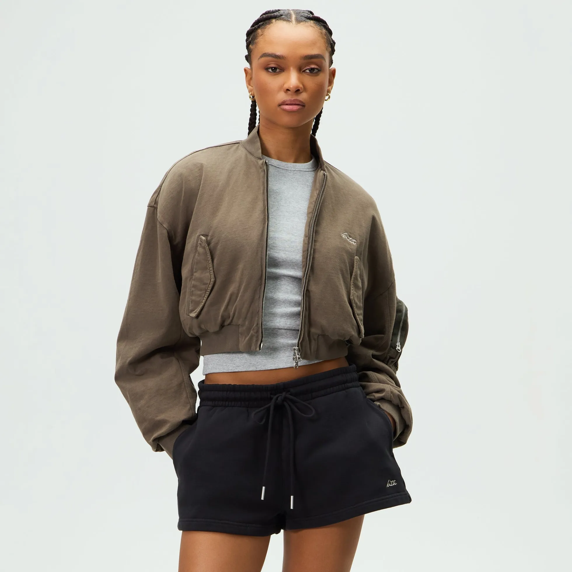 Kith Women Loren Sueded Cropped Bomber Jacket