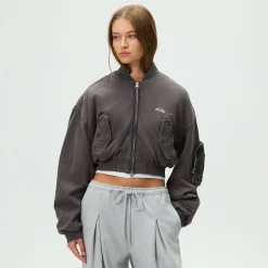 Kith Women Loren Sueded Cropped Bomber Jacket