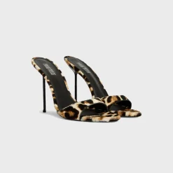 Lidia 105 White Leopard Printed Calf Hair Slingback Heels