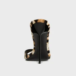 Lidia 105 White Leopard Printed Calf Hair Slingback Heels