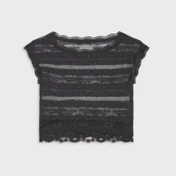 Lisa for Kith Women Cesca Logo Lace Cropped Tee
