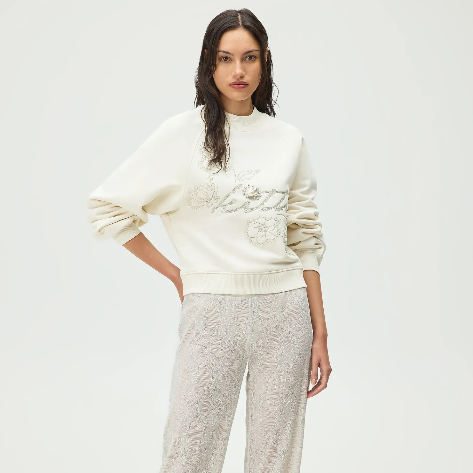 Lisa for Kith Women Isley Embellished Mockneck Crewneck