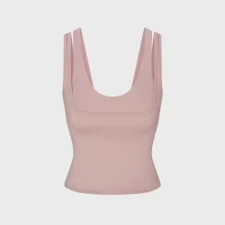 Matte Double-Strap Scoop Tank Top