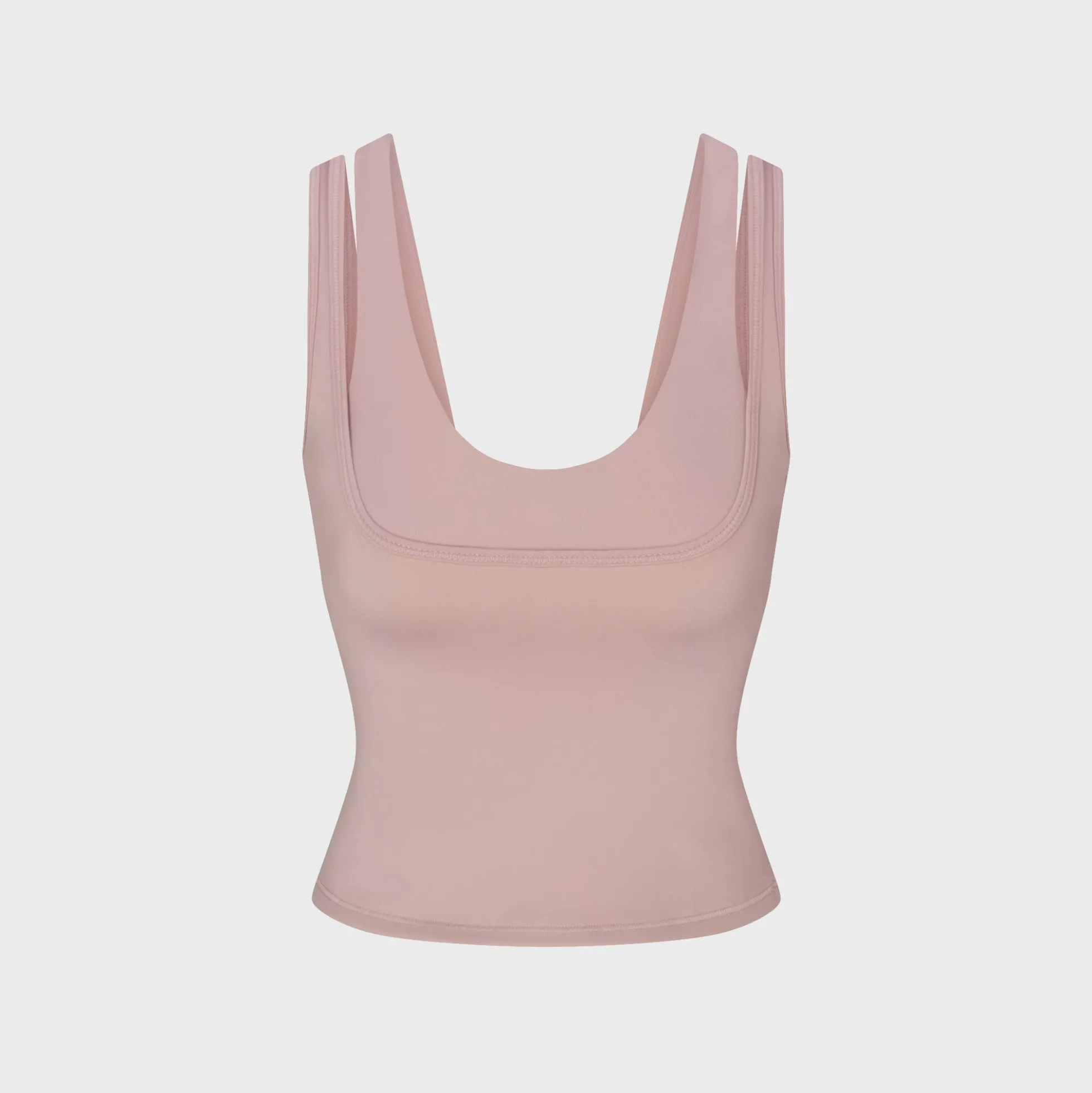 Matte Double-Strap Scoop Tank Top