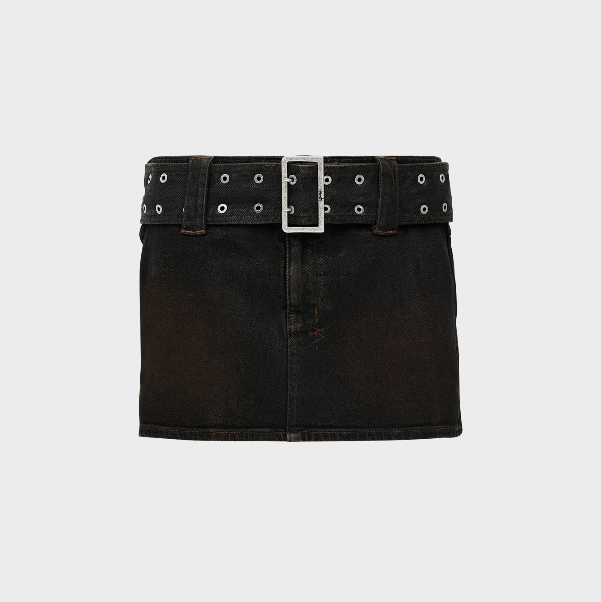 Micro Mini Belted Greased Skirt