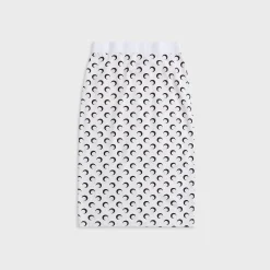Moon Printed Jersey Knee Length Skirt