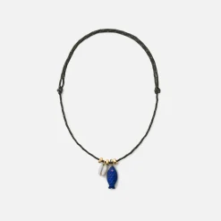 Ollie Lapis Fish Pendant Necklace