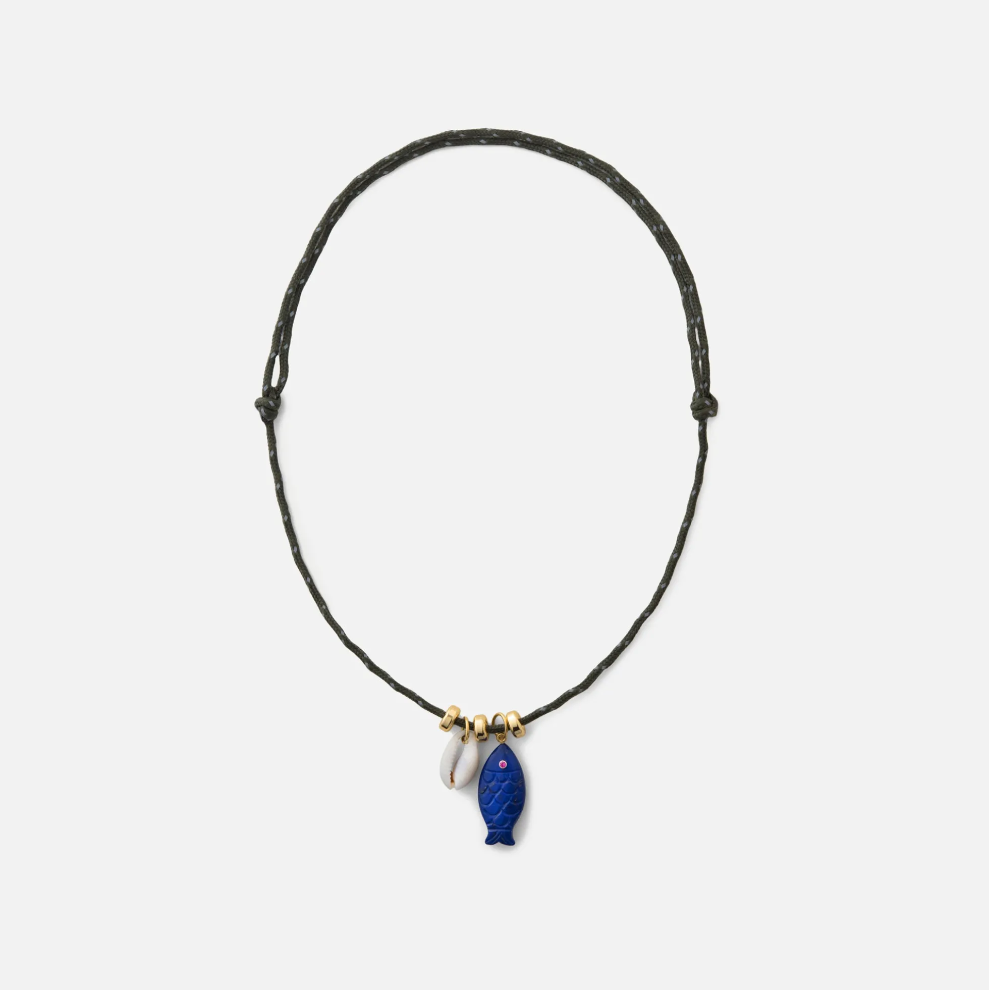 Ollie Lapis Fish Pendant Necklace