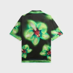 Orchid Glitch Short Sleeve Silk Shirt