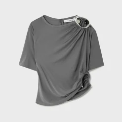 Prica Crystal Ruched Jersey Tee