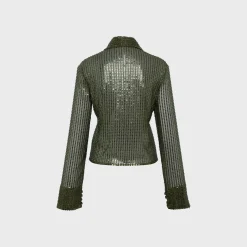 Sezanne Semi Sheer Sequin Button Down Shirt