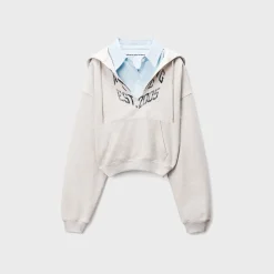 Slashed Hoodie With Cropped Dickie Shirt