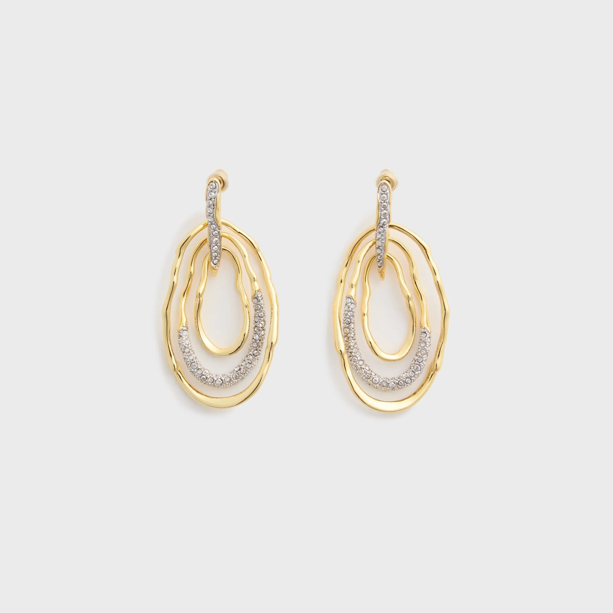 Solanales Gold Crystal Pave Mobile Post Earring