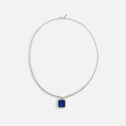 Square Lapis Amulet Necklace