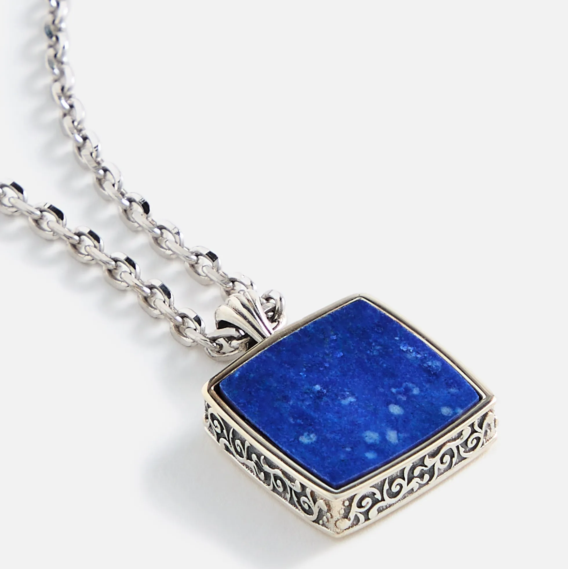 Square Lapis Amulet Necklace
