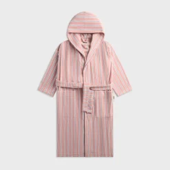 Striped Hooded Cotton Robe