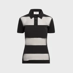 Striped Sheer Polo Top