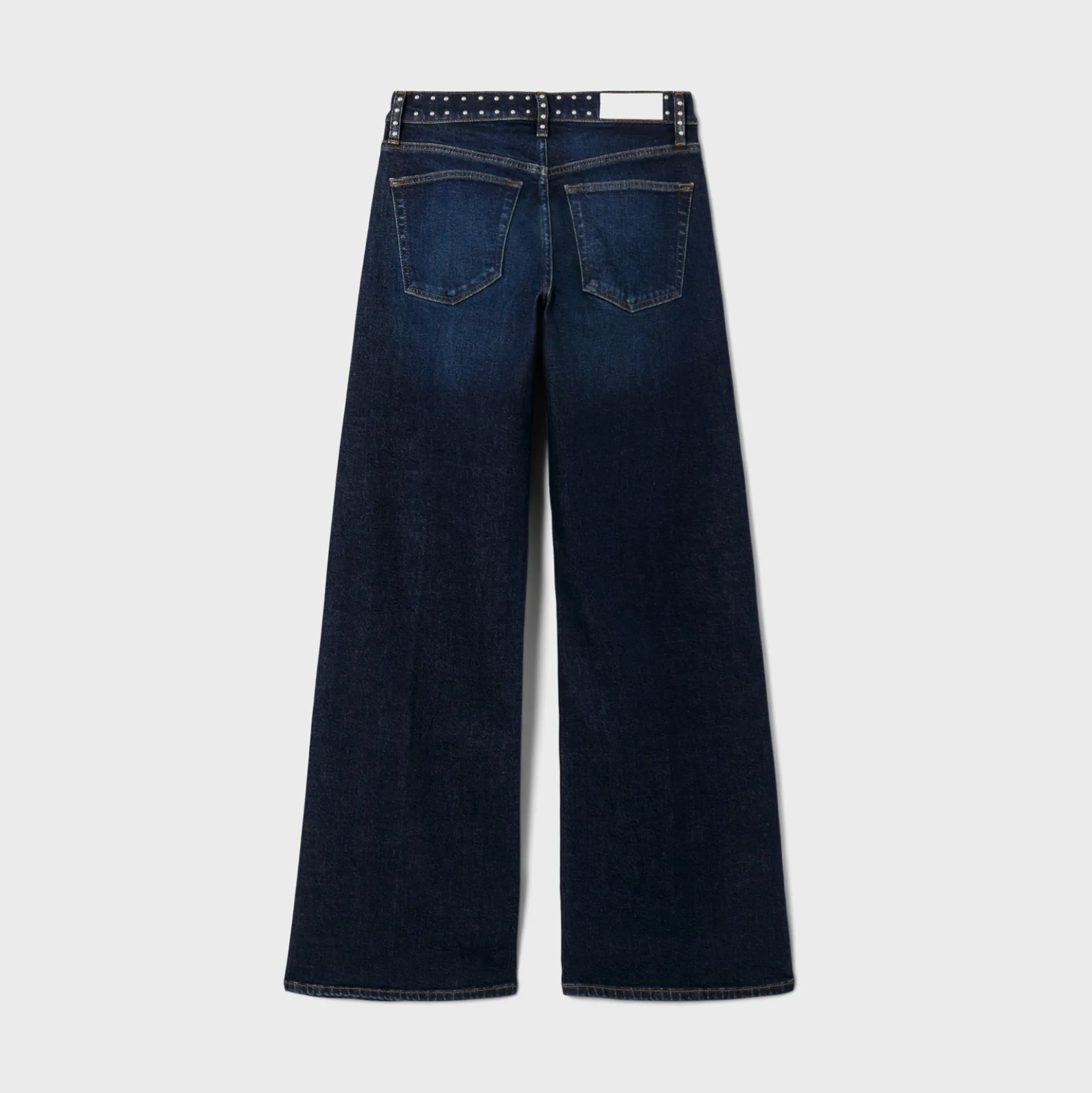 Studded Mid Rise Wide Leg Jean